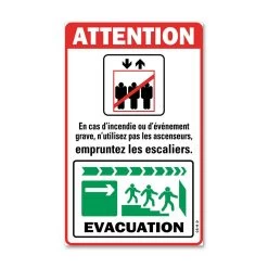 Consigne Interdiction De Prendre L’ascenseur, Veuillez Emprunter Les Escaliers - Evacuation à Droite