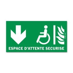 Panneau Espace D’attente Sécurisé Flèche Vers Le Bas
