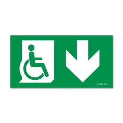 Panneau évacuation Handicapé Flèche Vers Le Bas
