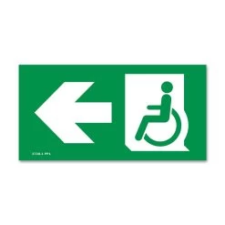 Panneau évacuation Handicapé Flèche Vers La Gauche