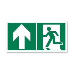Panneau Picto Sortie Vers Porte Flèche Vers Le Haut - PHOTOLUMINESCENT En PVC 1 Mm