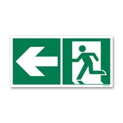 Panneau Picto Sortie Vers Porte Flèche Vers La Gauche - PHOTOLUMINESCENT En PVC 1 Mm