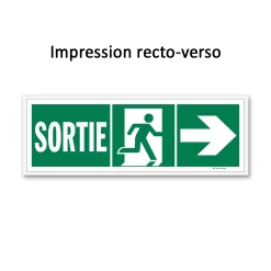 Panneau Sortie + Picto + Flèche Coté - Recto/verso
