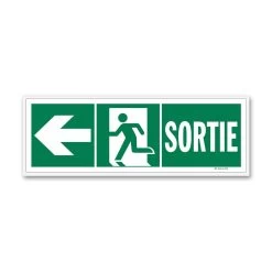 Panneau Sortie + Picto + Flèche Gauche
