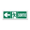 Panneau Sortie + Picto + Flèche Gauche - PHOTOLUMINESCENT En PVC 1 Mm