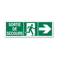 Panneau Sortie De Secours + Picto + Flèche Coté - Recto/verso