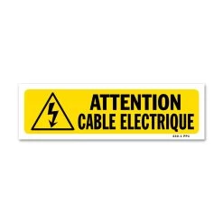 Panneau Attention Cable électrique - Fond Jaune
