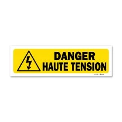 Panneau Danger Haute Tension - Fond Jaune