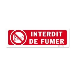 Panneau Défense De Fumer + Picto - Fond Rouge