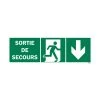Panneau Sortie De Secours + Picto + Flèche Droite Vers Le Bas