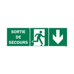 Panneau Sortie De Secours + Picto + Flèche Droite Vers Le Bas