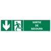 Panneau Sortie De Secours + Picto + Flèche Gauche Vers Le Bas