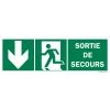 Panneau Sortie De Secours + Picto + Flèche Vers Le Bas Recto/verso